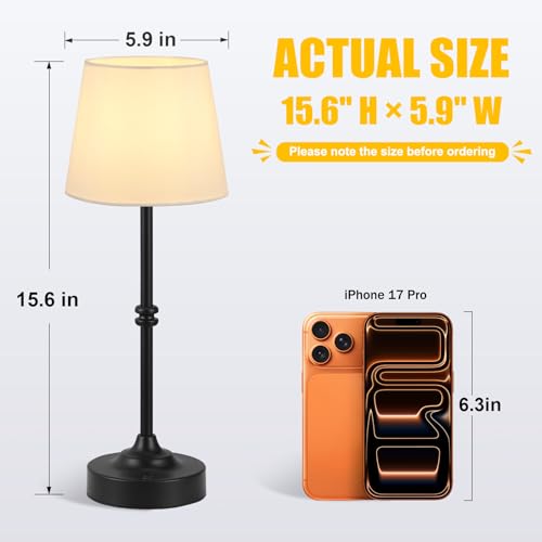 Rechargeable Cordless Table Lamp Black (Black / 2 Pack - 15.6in)
