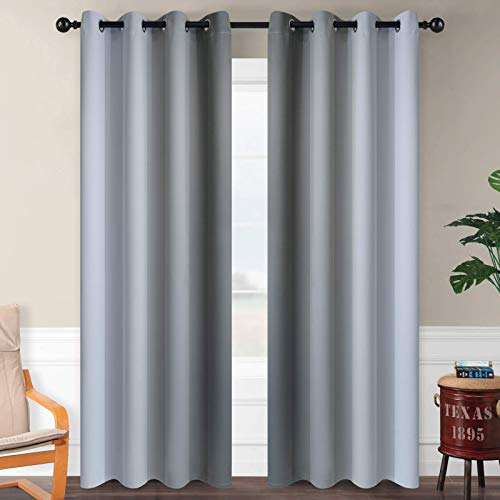 Ombre Grey to Grey White Curtains for Living Room 52Wx84L (52"W x 84"L (Pack of 2) / Grey)