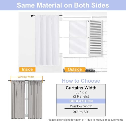 Ava Pure White Curtains for Patio 108 Inches Long 2 Panels Set (Pure White / 50"W x 108"L (Pack of 2))