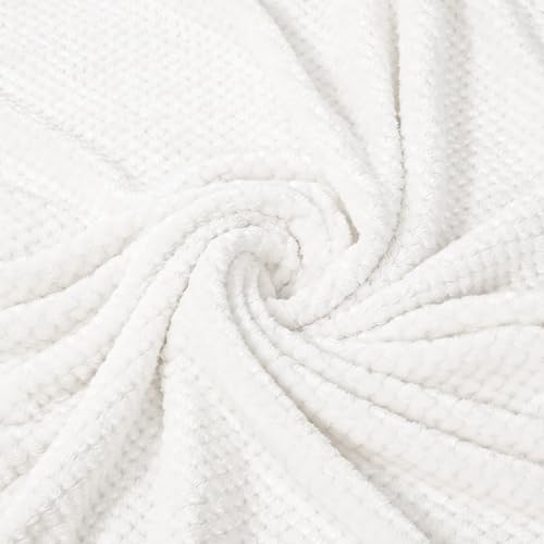 Soft Waffle Fleece Bed Blanket King Size (White / 90x104 in)