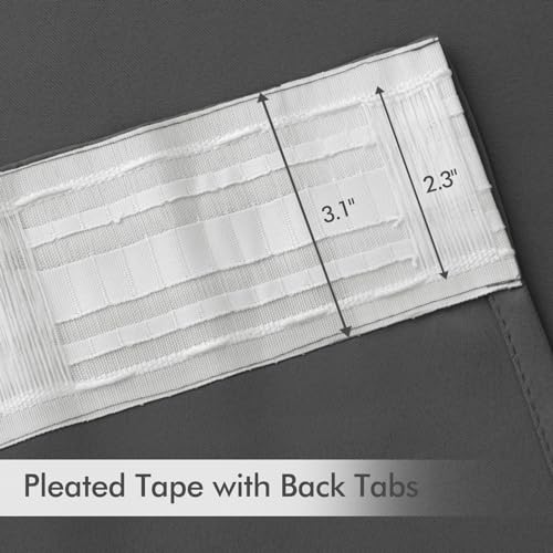 Grey Back Tab Blackout Curtains 52x120 Inch Long 2 Panels Set (Grey / 52"W x 120"L (Pack of 2))