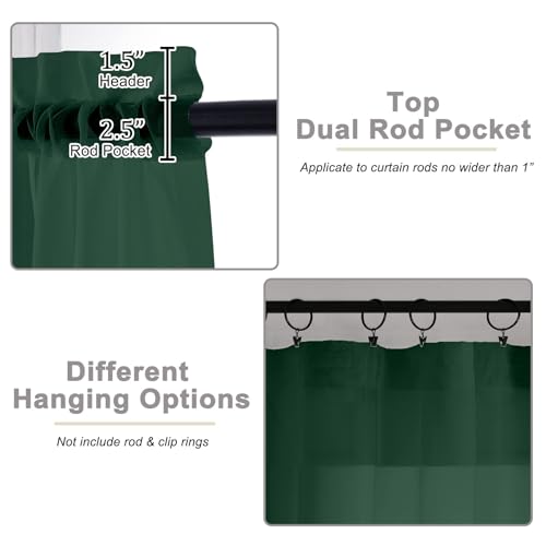 Hunter Green Sheer Curtains 84 Inches Long 2 Panels (Hunter Green / 42"W x 84"L (Pack of 2))