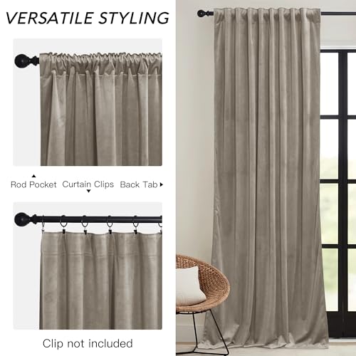 Blush Velvet Curtains 96 inches for Bedroom Living Room (Taupe / 52"W x 96"L (Pack of 2))