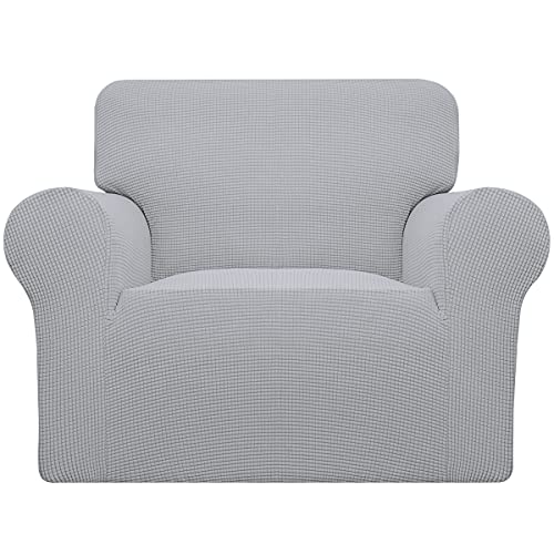 Stretch Chair Slipcover with Arm Washable Silver Gray (Small Chair / Silver Gray)