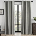 Grey Linen Blackout Curtains 90 Inches Long for Bedroom Living Room 100% Black Out Thermal Insulated Ring Hooks Back Tab Room Darkening Pleated Drapes Dark Gray 90 Inch Curtain 2 Panels (Frost Grey / 52"W x 90"L (Pack of 2))