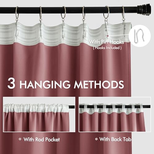 Dusty Rose Back Tab Blackout Curtains 52x84 Inch Length 2 Panels Set (Dusty Rose / 52"W x 84"L (Pack of 2))