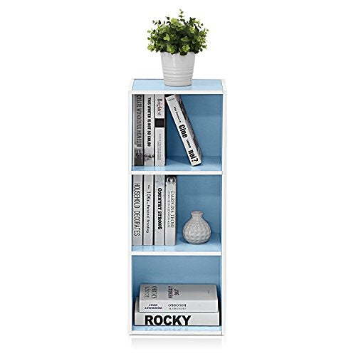 LUDER Book Shelf (White/Light Blue / 3-Tier Cube)