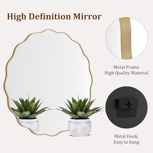 Round Wavy Mirror for Wall Decorative 36 inch (Gold / 36"L x 36"W)