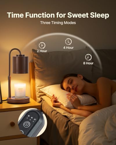 Dimmable Candle Warmer Lamp with Timer (Brown)