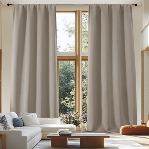 Blackout Extra 10ft Curtains for Patio 120 Inches Long 2 Panels Set (Stone / 50"W x 120"L (Pack of 2))