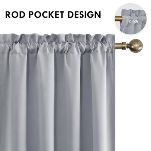 Wide Blackout Curtains for Living Room 70 x 84 Inch Long 2 Panels (Silver Grey / 70"W x 84"L (Pack of 2))