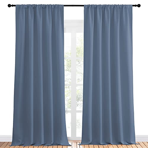 Blackout Curtains Window Draperies (Stone Blue / 52"W x 95"L (Pack of 2))