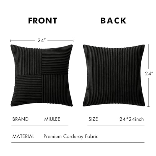 Black Decorative Euro Sham Pillow Covers 24x24 Inch 2 Pack (24" x 24" (Pack of 2) / Black)