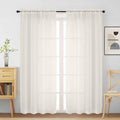 Ivory Sheer Curtains for Window 72 inches Long 2 Panels Set (42"W x 72"L (Pack of 2) / Ivory)
