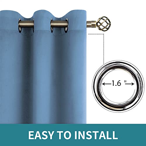 Denim Blue Blackout Curtains for Living Room 84 Inch Long (Faded Denim / 42"W x 84"L (Pack of 2))