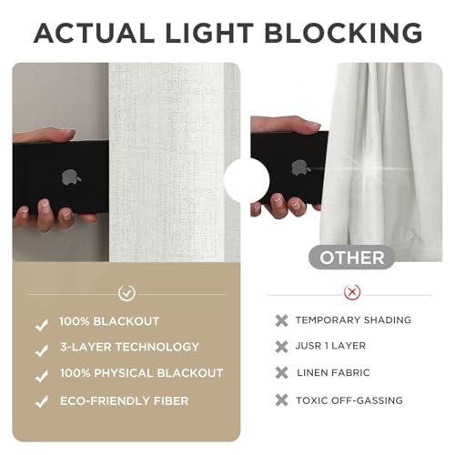 Linen Blackout Curtains for Bedroom (White / 70"W x 108"L (Pack of 1))