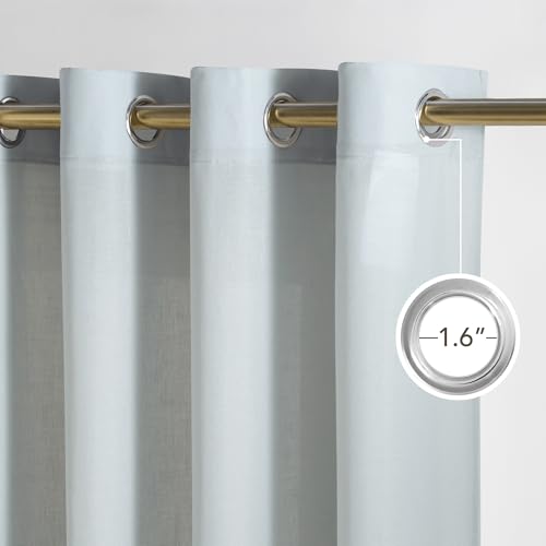 Light Cyan Linen Curtains for Kitchen (Light Cyan / 55"W x 84"L (Pack of 2))