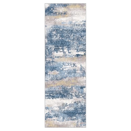 2x6 Runner Rug for Hallway (Blue Cream / 2' x 6' (Rectangular))