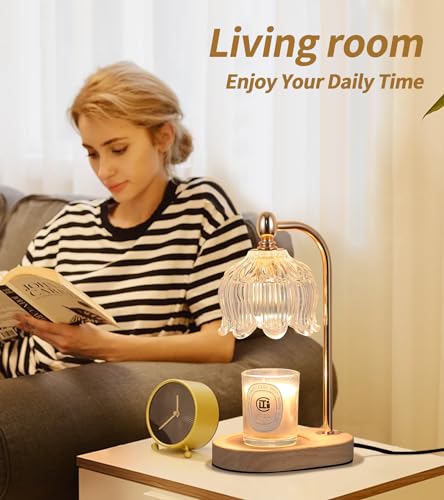 Candle Warmer Lamp with Timer and Dimmer (Gold ‎flower)
