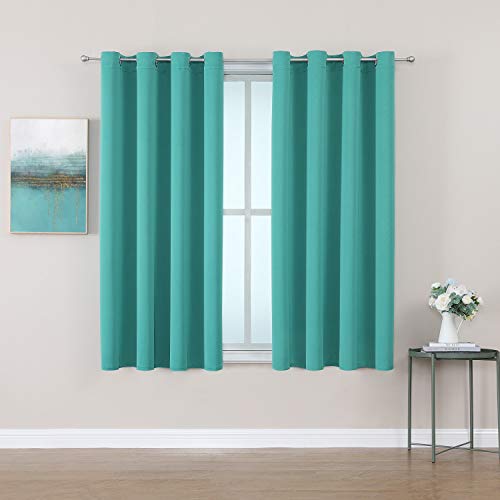 Blackout Curtains for Bedroom and Living Room 63 Inches Long (52"W x 63"L (Pack of 2) / Teal)