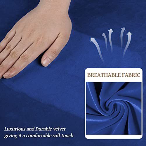 Velvet Stretch 3 Pieces Couch Cover for Sofa Washable (Medium / Royal Blue)