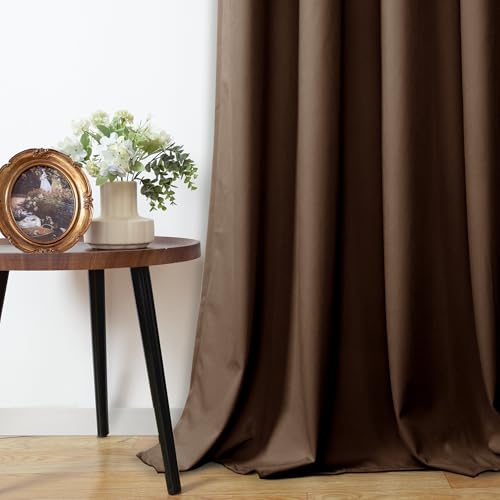 Brown Velvet Curtains 84 Inch Length Living Room Blackout Drapes (Brown / 52"W x 84"L (Pack of 2))