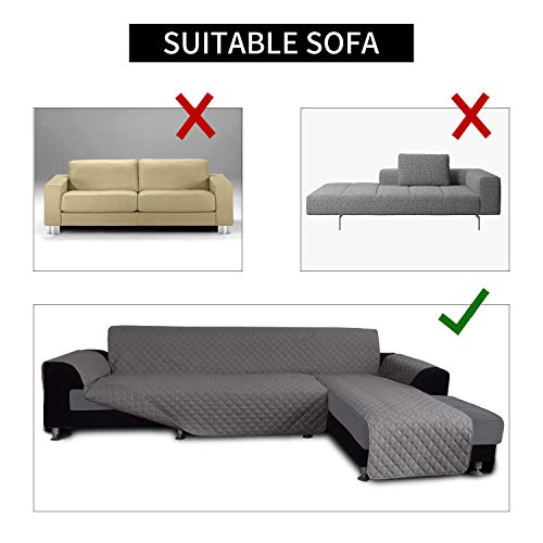Reversible L Shape Sectional Couch Cover (Large / Gray/Gray)