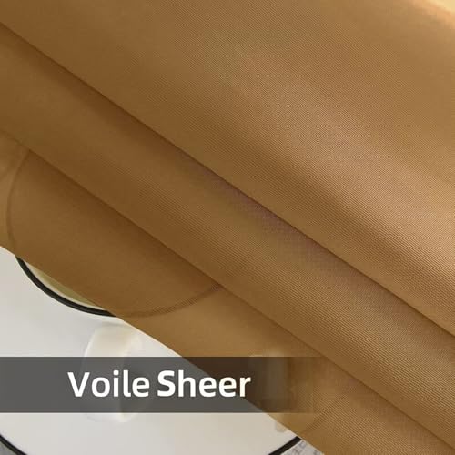 Solid Sheer Rod Pocket Curtain Voile Draperies 2 Panels White Beige Black Grey Ivory 52 Inch Width 90 Inch Long 1 Pair for Kitchen Bedroom Children Living Room Yard (Light Brown / 52"W x 90"L (Pack of 2))