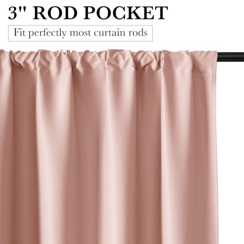 100% Blackout Short Curtains for Small Window (100% Blackout - Peach Pink / 52"W x 36"L (Pack of 2))