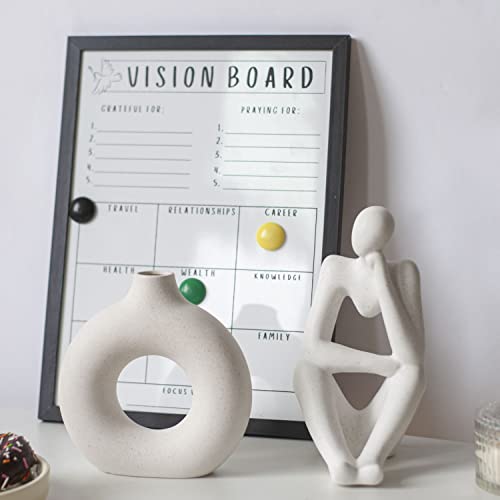 White Donut Vase Hollow Ceramic Vase for Flowers Handmade Minimalist Boho ins Style Modern Home Decor for Wedding Dinner Table Party Living Room Office Bedroom (Small (1-Piece) / White)