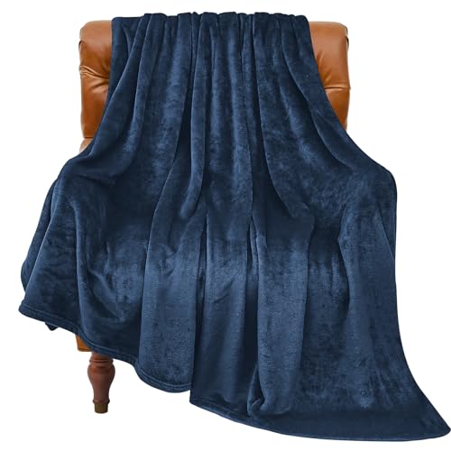 Fleece Blanket Soft Plush Twin Size Blanket Navy 60"x80" (Navy / Twin(60"x80"))