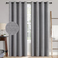 100% Blackout Linen Curtains for Bedroom 52x90 Inches Grey (Grey / 52"W x 90"L (Pack of 2))