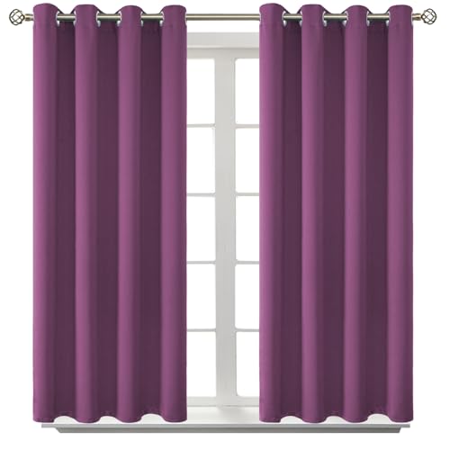 Eggplant Purple Blackout Curtains for Bedroom 45 Inch (Eggplant Purple / 52"W x 45"L (Pack of 2))