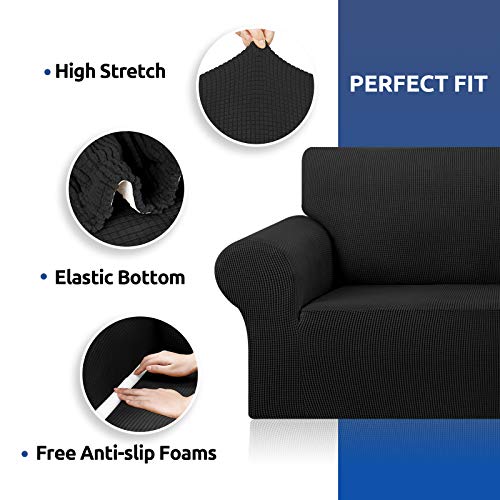 Stretch Oversized Couch Covers for Sofa Slipcover (Black / X-Large)