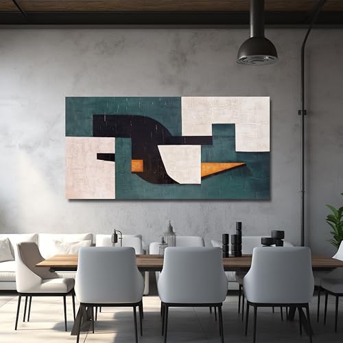 Abstract Wall Art Aesthetic Boho Wall Decor Neutral Abstract Wall Art Blue (48"L x 24"W / Green, white, black)