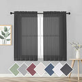 45 Inches Length Black Sheer Curtains for Small Windows Rod Pocket 2 Panels Set (Black / 42"W x 45"L (Pack of 2))
