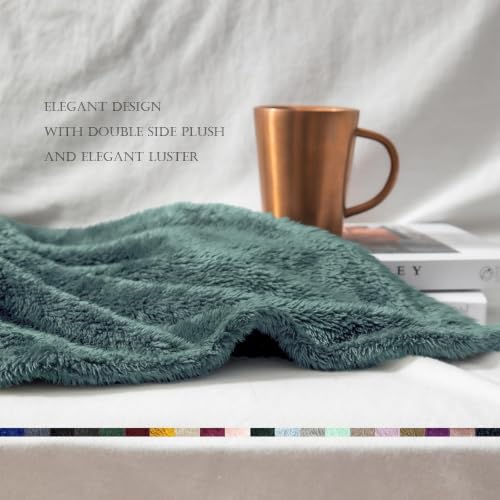 Fuzzy Plush Fleece Bed Blanket King Size (Celadon / 104x90 IN)