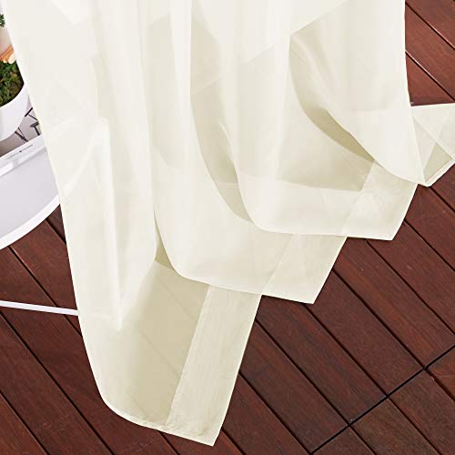 Sheer Curtain Panels 96 inch Cream Beige (Yellow Beige / 54"W x 96"L (Pack of 2))