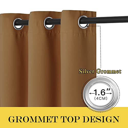 Blackout Drapery Curtain Panel 90 inches Long (Gold Brown / 46"W x 90"L (Pack of 1))
