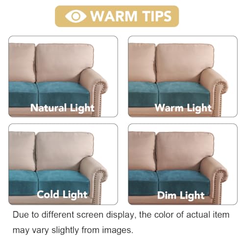 Velvet Stretch Couch Cushion Cover Plush Cushion Slipcover for Chair Loveseat Sofa Cushion Furniture Protector Seat Cushion Sofa Cover (Peacock Blue / 2 Cushion Loveseat)