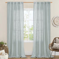 Greyish Blue Linen Boho Curtains 84 inch Length 2 Panels Bedroom (Greyish Blue / 34"W x 84"L (Pack of 2))