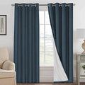 100% Blackout Linen Curtains 84" L 2 Panels Navy (Navy / 52"W x 84"L (Pack of 2))