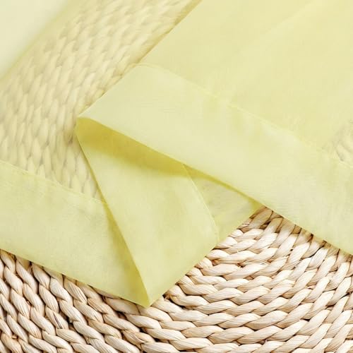 Sheer Curtains 36 inch Length 2 Panels Set (Light Yellow / 42"W x 36"L (Pack of 2))
