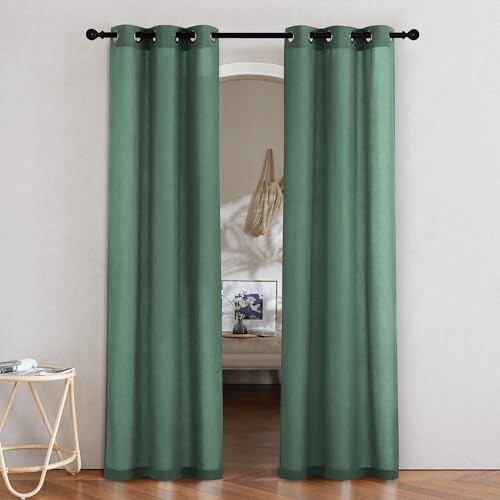 Olive Green Linen Doorway Curtains 80 inches Long (Olive Green / 34"W x 80"L (Pack of 2))
