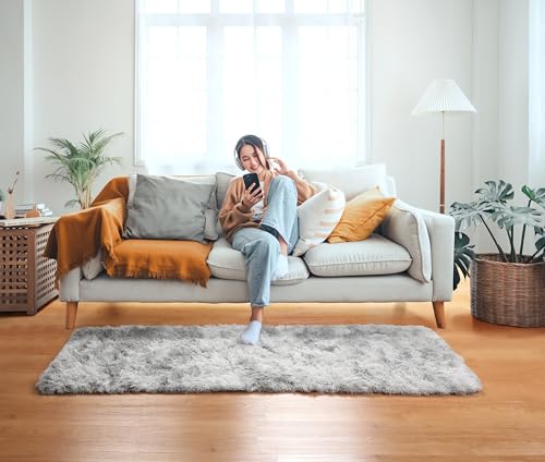 Runner Rugs for Bedroom Living Room (Tie-dyed Light Grey / 2' x 6' (Runner))