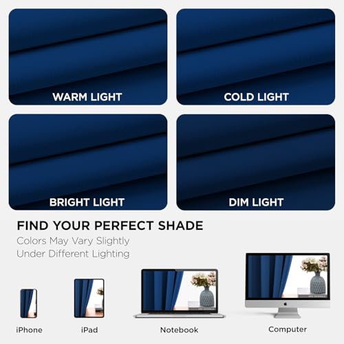 Blackout Curtains 95 Inch Length 2 Panels Set (Royal Blue / 52"W x 95"L (Pack of 2))