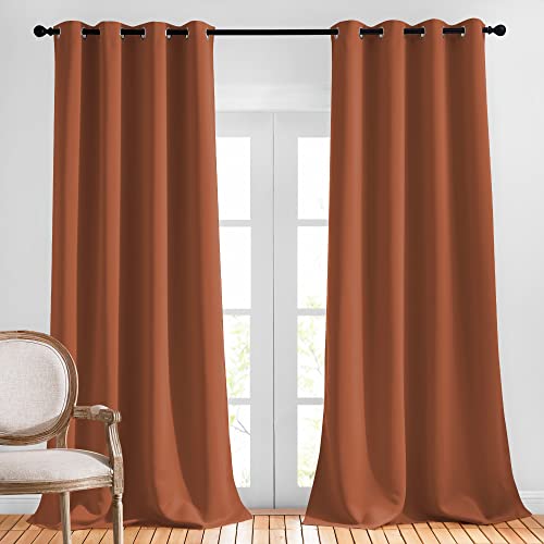 Blackout Burnt Orange Curtains 108 inch Long 2 Panels (Burnt Orange / 52"W x 108"L (Pack of 2))
