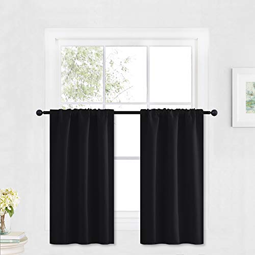 Cafe Blackout Curtains 30 inch Length (Black / 29"W x 30"L (Pack of 2))
