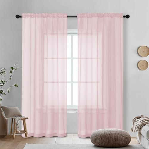 Blush Pink Sheer Curtains 72 Inches Long 2 Panels (Blush / 42"W x 72"L (Pack of 2))