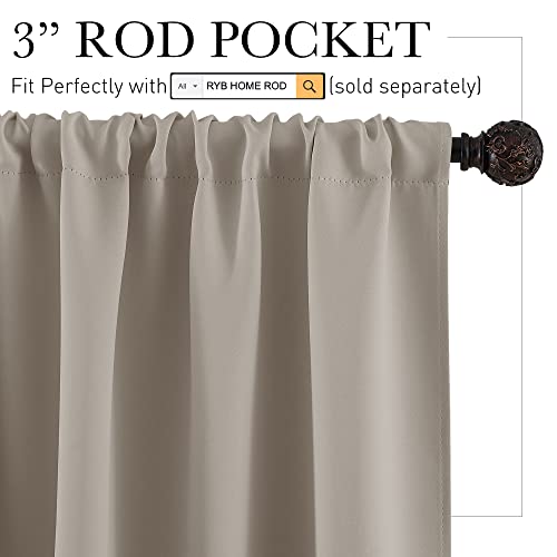 Short Blackout Curtains for Bedroom (Sand / 34"W x 45"L (Pack of 2))